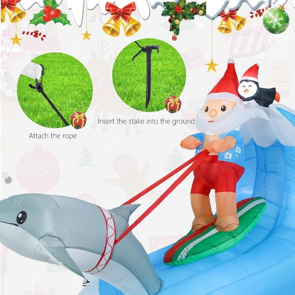 ⚡7.55FT Christmas Inflatable Santa Claus Penguin Dolphin Outdoor Decoration - Picture 7 of 7